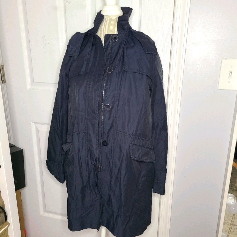 Zara Basic navy trench coat jacket